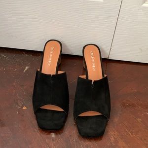 Never worn Collection & Co size 10 black heeled mules
